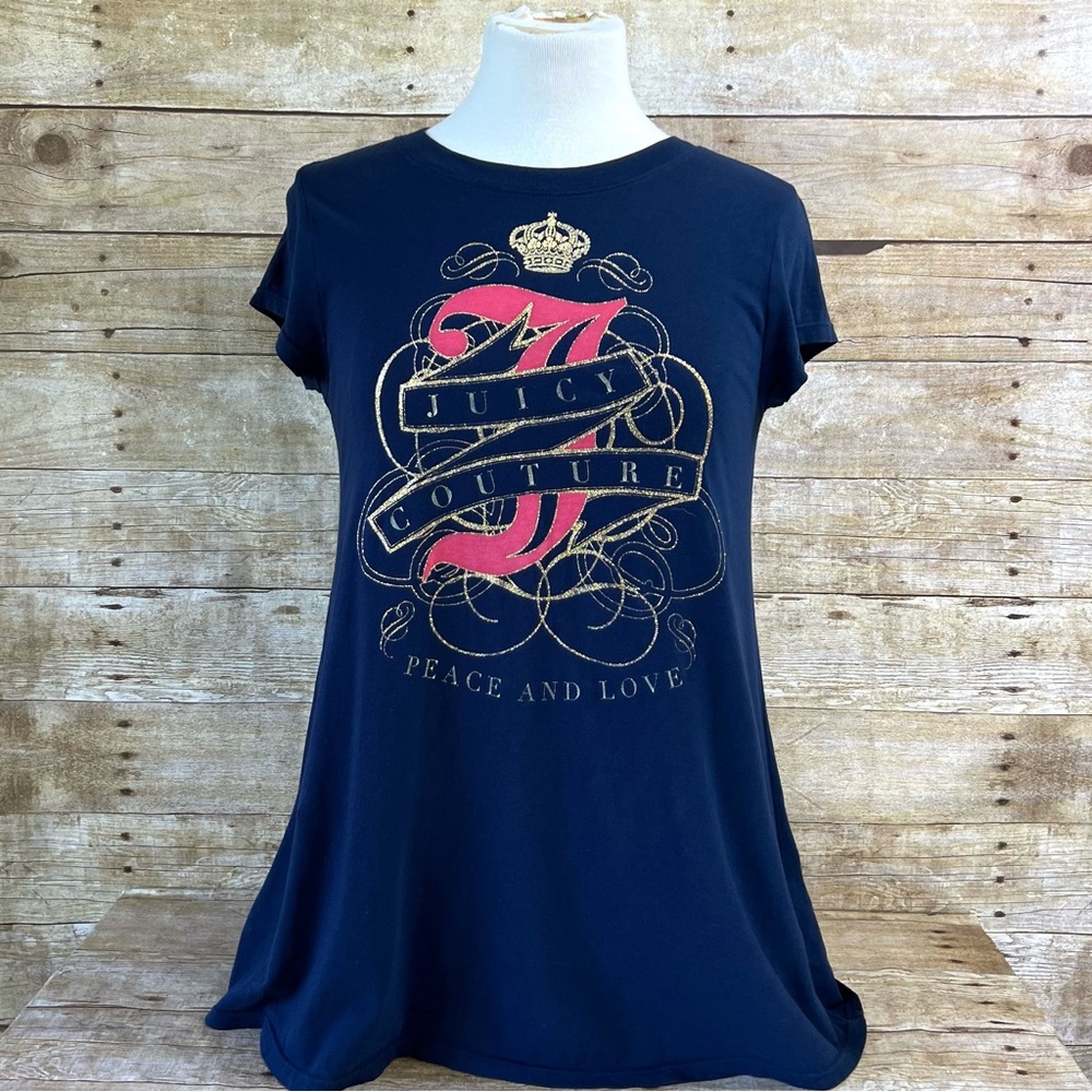 Juicy Couture Small Womens T-Shirt‎ Blue Graphic